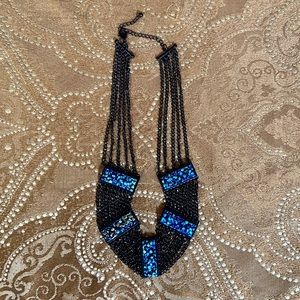 🎁 3 for $15 item Black necklace w/ turquoise gems